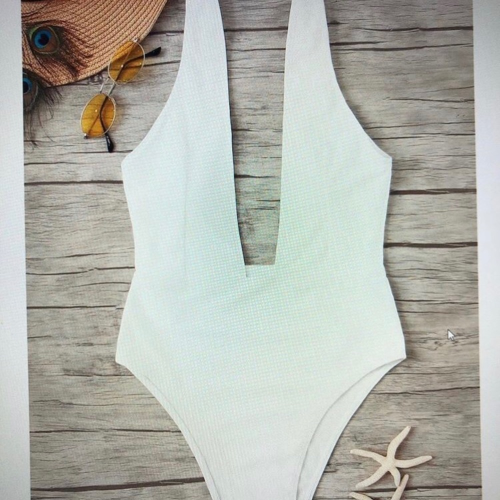 One piece deep plunge swimsuit